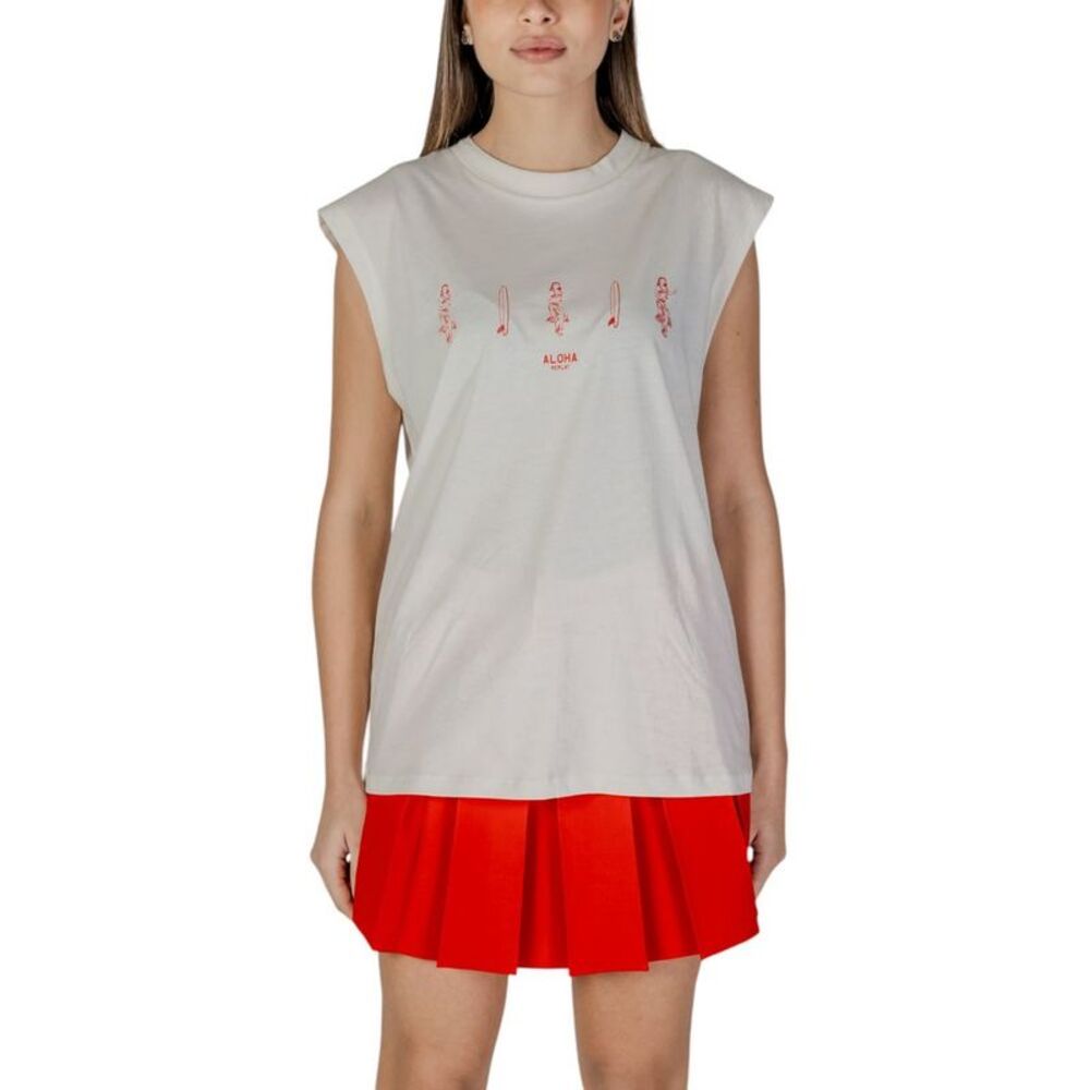 Replay Cream Cotton Tank Women's Tops